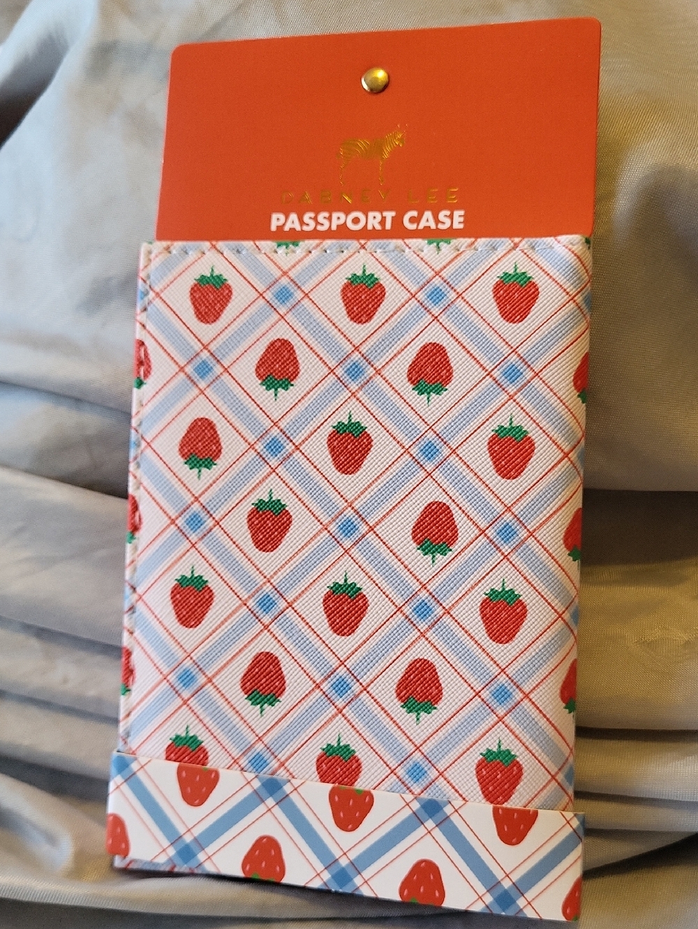 Dabney Lee Strawberry Plaid Passport Case - Red, Blue & Green Bnwt Li Lp